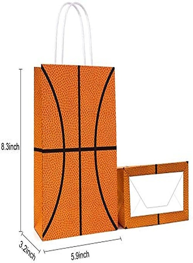 BCHOCKS 16 PCS Basketball Party Gift Bags for Basketball Party Supplies Birthday Decor Decorations, Party Favor Goody Treat Candy Bag Basketball Pattern Gift Bag, Birthday Party Supplies for Kid Adult - Image 4