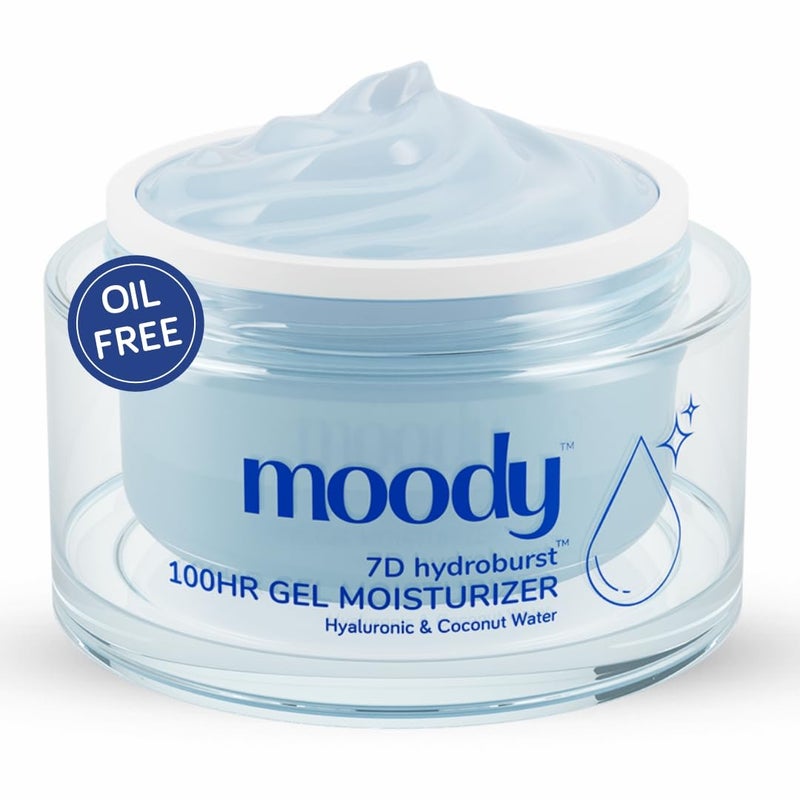 Moody 7D Hydro Burst OilFree Water Gel Face Moisturizer with Hyaluronic Acid Ceramides  Peptides for 100HR Hydration  Skin Barrier Repair Cream For All Skin Types  Men  Women 50 ml - Image 1