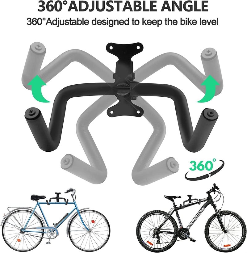 Bike Kit BikeKit Wall Mounted Bike Hanger Rack for Horizontal Bike Storage with Foam Padded Protective Frame Angle and Wall Distance 360° Adjustable Foldable MTB Road Bike Wall Mount - Image 3
