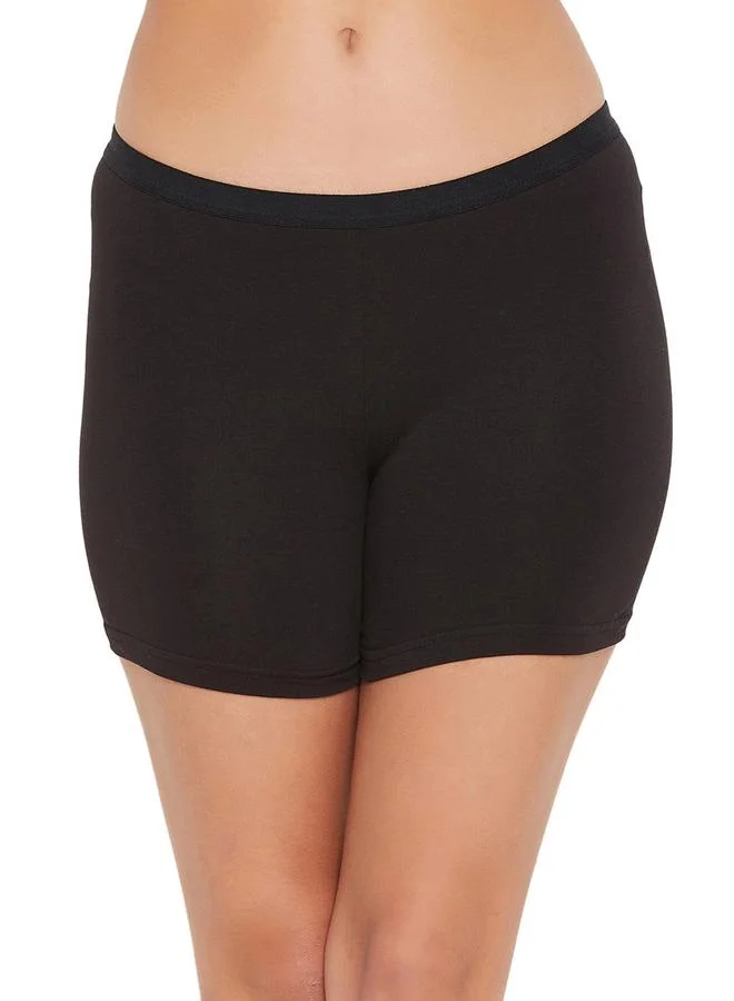 كلوفيا Black Mid-Waist Cotton Blend Boyleg Panty