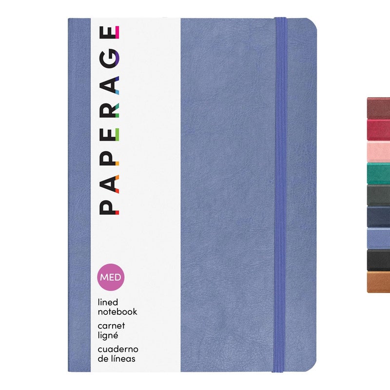 PAPERAGE Softcover Lined Journal Notebook (Periwinkle), 160 Pages, Medium College Ruled Notebook, 5.6 inches x 7.9 inches - 100 GSM Premium Paper, Soft Vegan Leather Journal for Home, Work & School - Image 1