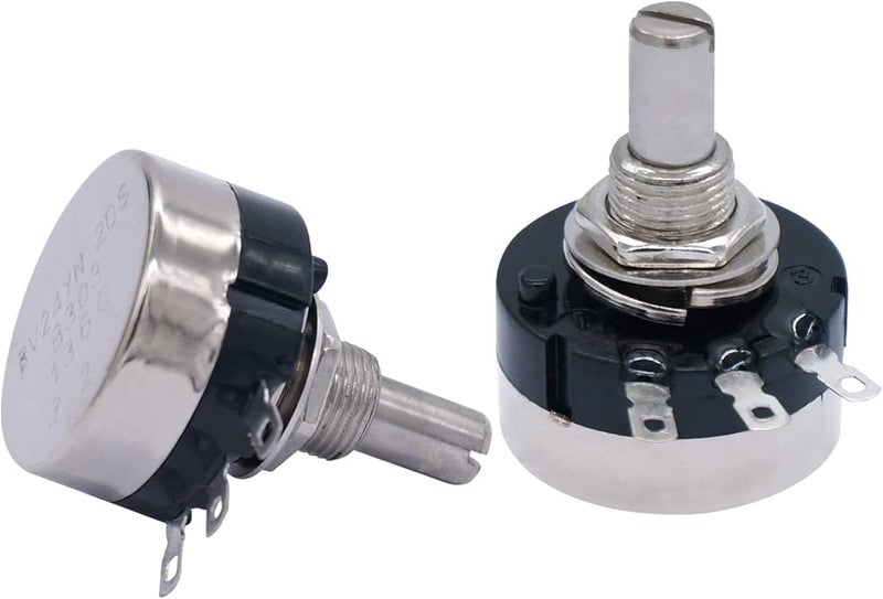 Taiss 2pcs RV24YN20S 30K Potentiometer Single Turn Carbon Film Rotary Taper Potentiometer Used for Inverter speed regulation. Motor speed control + 2pcs A03 knob + 2pcs dials (B303 30K ohm) - Image 5