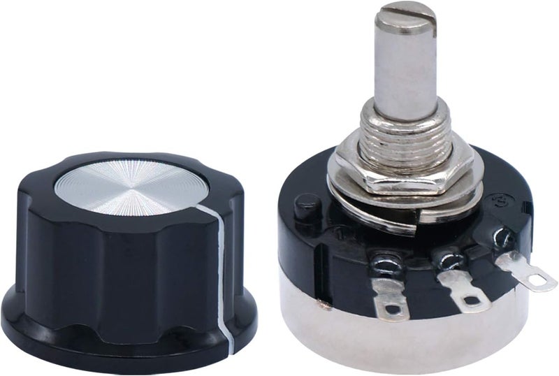 Taiss 2pcs RV24YN20S 30K Potentiometer Single Turn Carbon Film Rotary Taper Potentiometer Used for Inverter speed regulation. Motor speed control + 2pcs A03 knob + 2pcs dials (B303 30K ohm) - Image 3