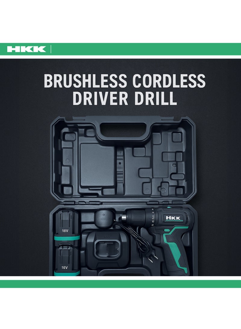 ح ك ك مثقاب لاسلكي بدون فُرش 16 فولت – مثقاب كهربائي قابل لإعادة الشحن بـ 19+1 إعداد عزم وسرعة متغيرة | مثالي للخشب والمعدن والمشاريع المنزلية - Image 5