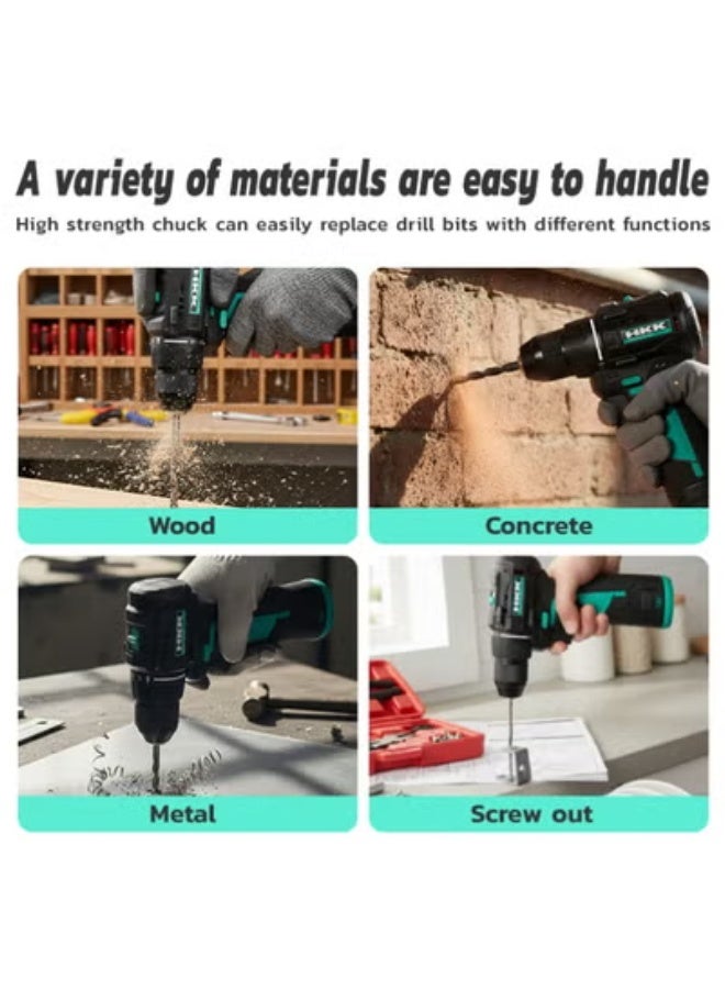 HKK 16V Cordless Brushless Drill Driver, 50N.m Max Torque, 19+1 Torque Settings, 2-Speed 0-400/1400 RPM, 10mm Keyless Chuck, 2x 2000mAh Batteries & Fast Charger - Image 3