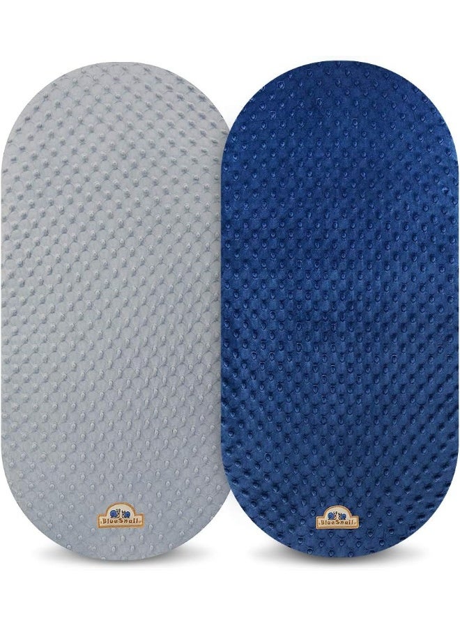 BlueSnail Soft and Strechy Minky Bassinet Fitted Sheet, Cradle Sheets for Bassinet Pad/Mattress 2pk (Bassinet, Navy+Gray) - Image 2