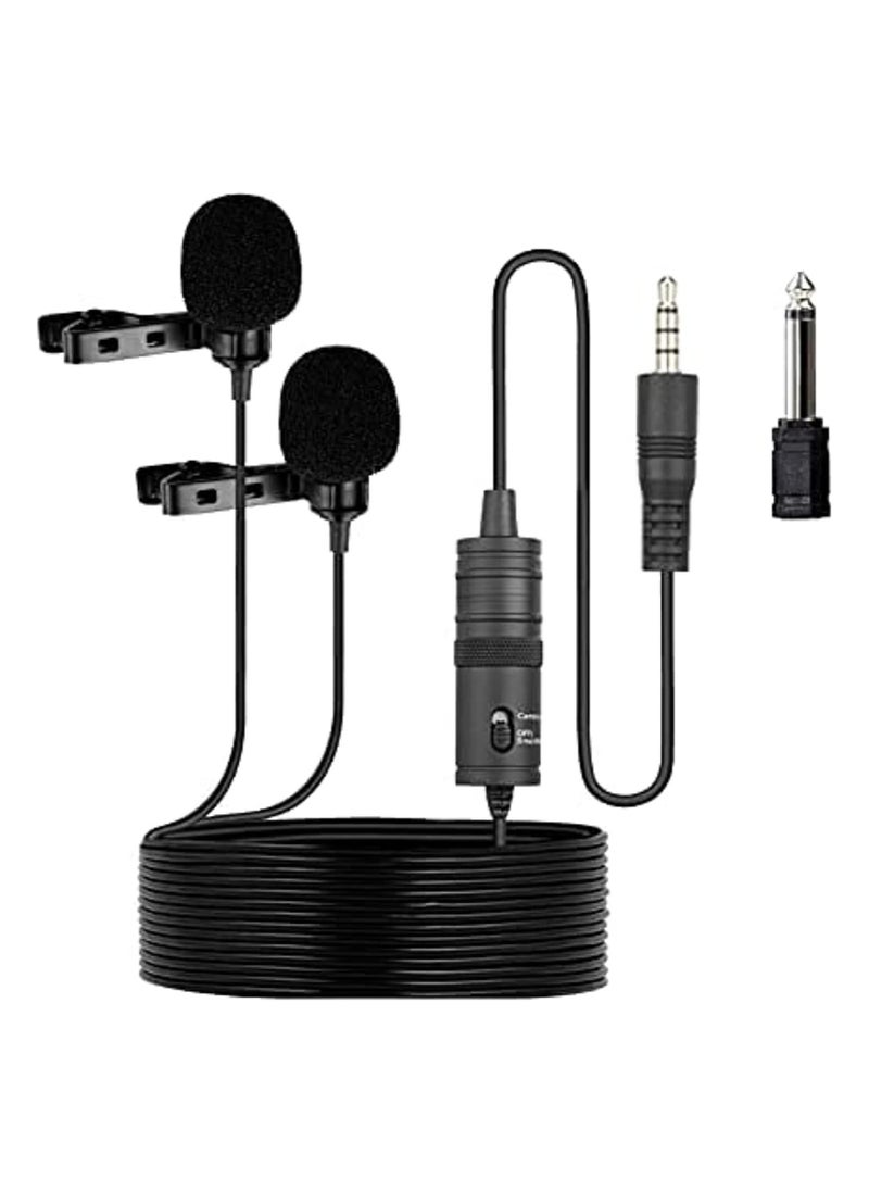 Generic - Wireless Dual Lavalier Microphone with Bluetooth – Clip-On Design – Hands-Free Audio for Recording and Streaming – Black - Image 1