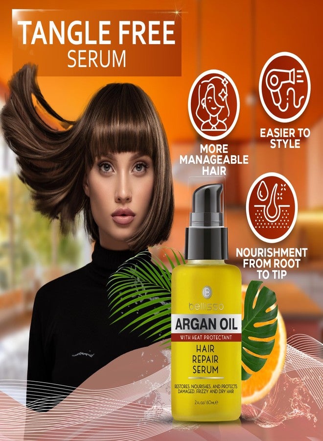 BELLISSO Moroccan Argan Oil Serum - Frizz Control Hair Care Products for Women - Moisturizer Treatment for Damaged, Frizzy, Dry, Curly and Straight Hair - Travel Size Hydration and Leave in Conditioner - Image 4