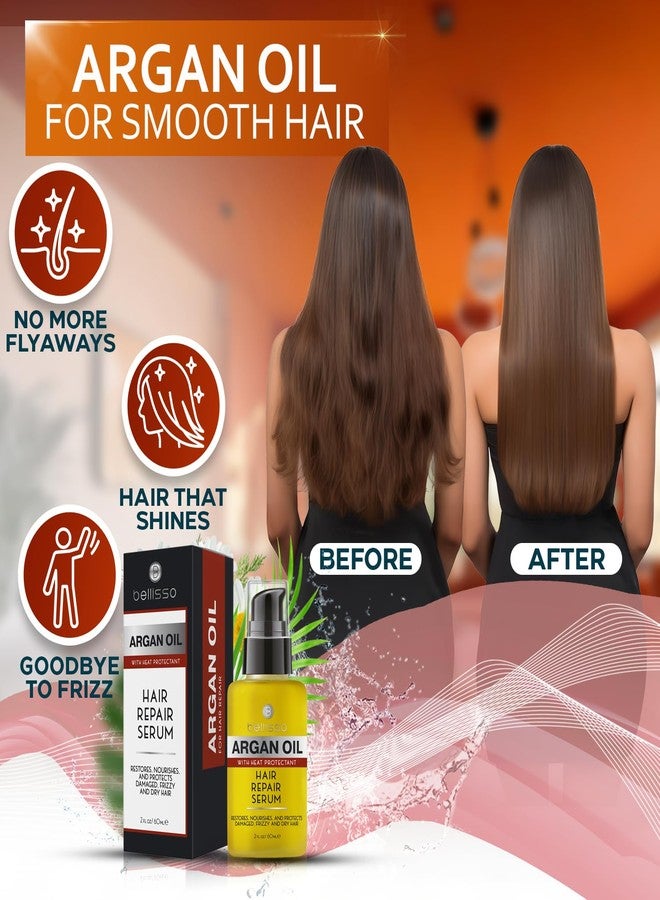 BELLISSO Moroccan Argan Oil Serum - Frizz Control Hair Care Products for Women - Moisturizer Treatment for Damaged, Frizzy, Dry, Curly and Straight Hair - Travel Size Hydration and Leave in Conditioner - Image 2