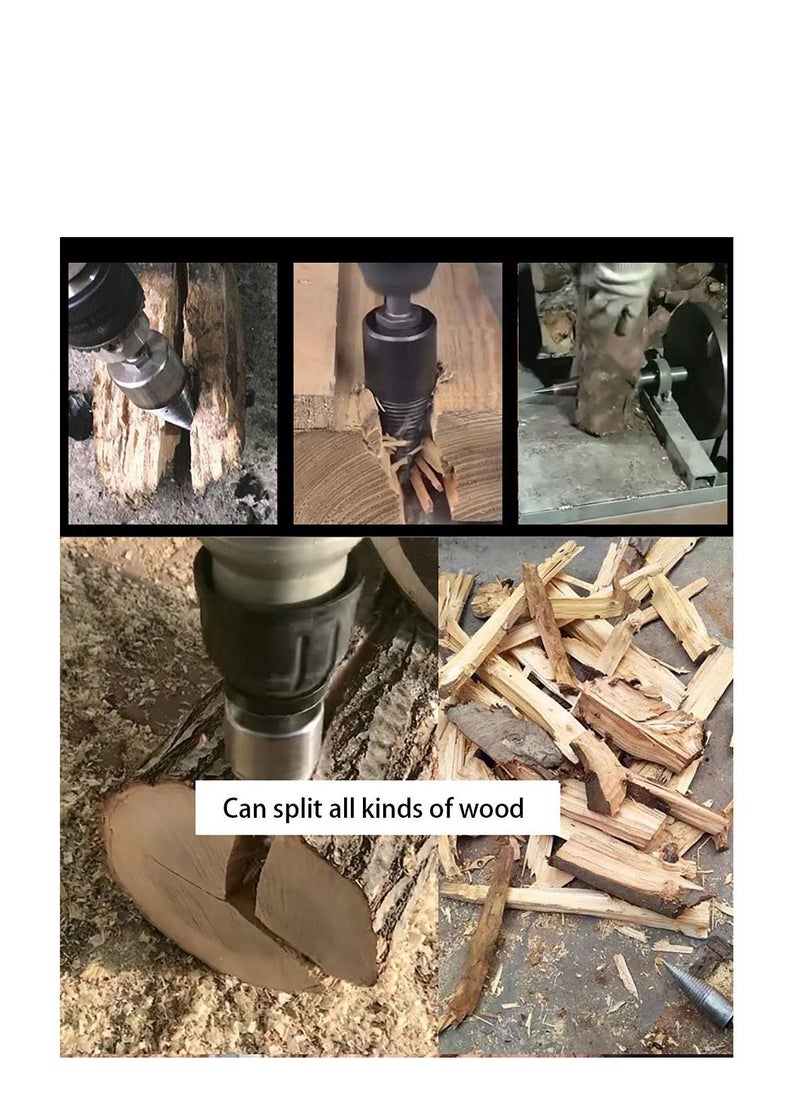 Generic - Firewood Log Splitter Drill Bit Set, Wood Splitter Drill Bits, Removable Firewood Log Splitter Drill Bit, for Hand Drill Stick-hex+Square+Round,for Household Removable Wood Electric Drill - Image 1