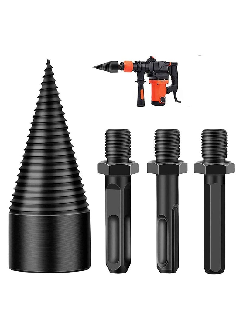 Generic - Firewood Log Splitter Drill Bit Set, Wood Splitter Drill Bits, Removable Firewood Log Splitter Drill Bit, for Hand Drill Stick-hex+Square+Round,for Household Removable Wood Electric Drill - Image 1