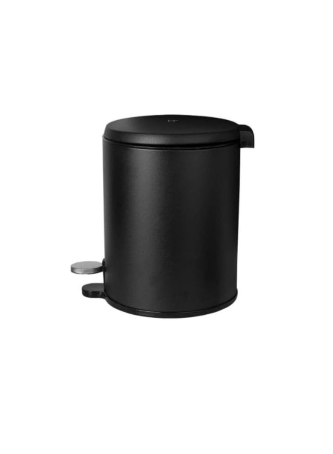 Primanova 6 Liter Stainless Steel Pedal Waste Bin With Soft-Close Lid & Inner Bucket – Compact Trash Can For Bathroom, Kitchen, Office, Bedroom & Living Room (Matt Black) - Image 1