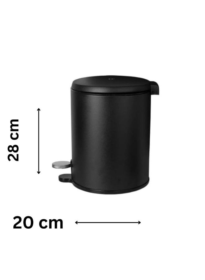 Primanova 6 Liter Stainless Steel Pedal Waste Bin With Soft-Close Lid & Inner Bucket – Compact Trash Can For Bathroom, Kitchen, Office, Bedroom & Living Room (Matt Black) - Image 5