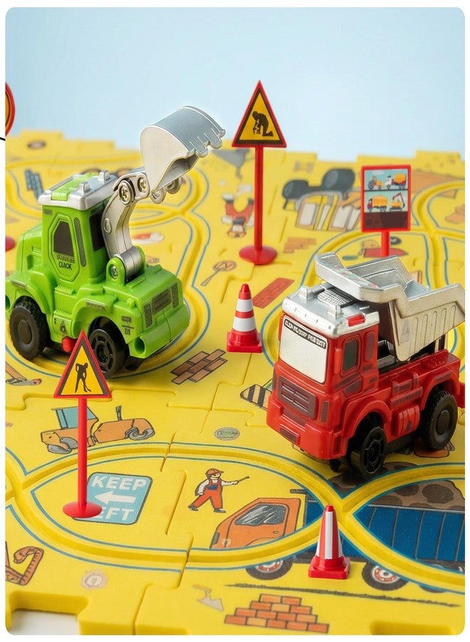 YOOYID Plastic Puzzles for Kids Ages 3-5 with Toy Cars (Excavator + Dump Truck), Toddler Puzzle Track Car Play Set, Critical Thinking Educational Toys, Toys for 3 4 5 6 Year Old Boys Girls - Image 5