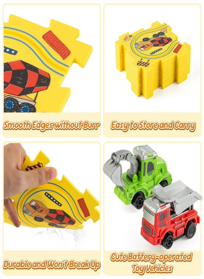 YOOYID Plastic Puzzles for Kids Ages 3-5 with Toy Cars (Excavator + Dump Truck), Toddler Puzzle Track Car Play Set, Critical Thinking Educational Toys, Toys for 3 4 5 6 Year Old Boys Girls - Image 4