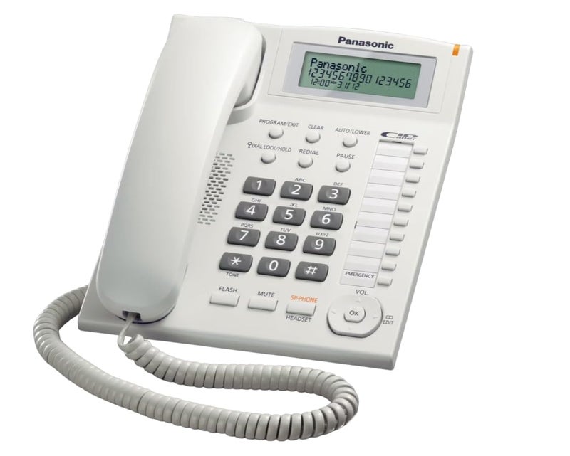 Panasonic Single Line KX-TS880MXWD Corded Phone (White) - Image 1