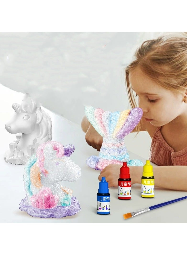 DIY Growing Crystal Science Craft Kit, 3D Unicorn - Educational STEM Kit for Kids, Candy Slime Coloring Sketch, Watercolor Craft, Toy & Gift for Boys & Girls, Safe & Entertaining Games - Image 4