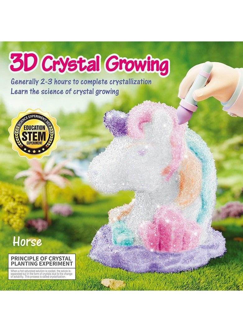 DIY Growing Crystal Science Craft Kit, 3D Unicorn - Educational STEM Kit for Kids, Candy Slime Coloring Sketch, Watercolor Craft, Toy & Gift for Boys & Girls, Safe & Entertaining Games - Image 3