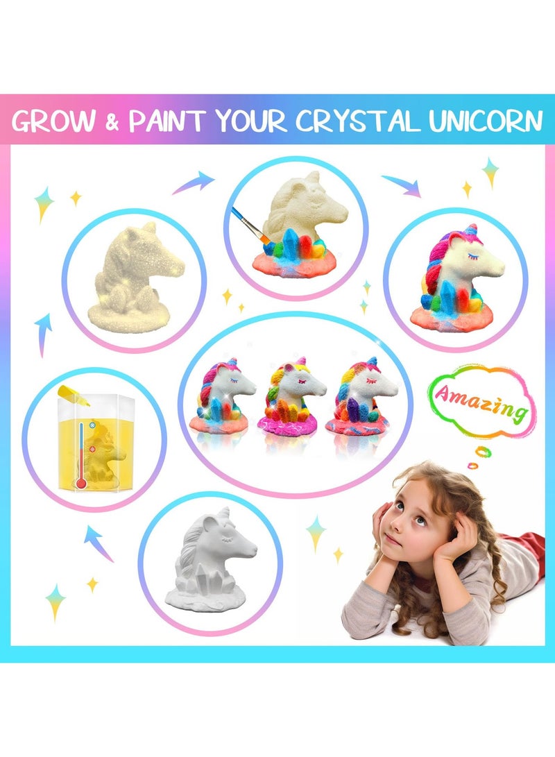 DIY Growing Crystal Science Craft Kit, 3D Unicorn - Educational STEM Kit for Kids, Candy Slime Coloring Sketch, Watercolor Craft, Toy & Gift for Boys & Girls, Safe & Entertaining Games - Image 2