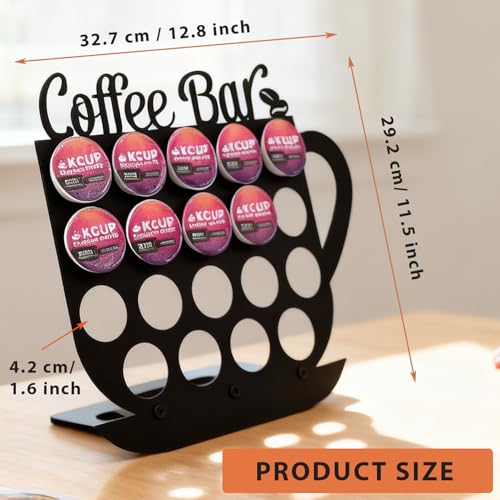 YiJaLyn Metal K Cups Coffee Pod Holder, 19 Pods Holder Display,Coffee Bar Organizer for Home ,Kitchen,Office or Workspace, Black frosted Capsule Storage | Stylish Lettering Decor (Coffee Bar) - Image 3