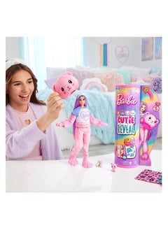Mattel BARBIE Barbie Cutie Reveal Doll & Accessories, Teddy Bear Plush Costume & 10 Surprises Including Color Change, “Love” Cozy Cute Tees  - Image 2