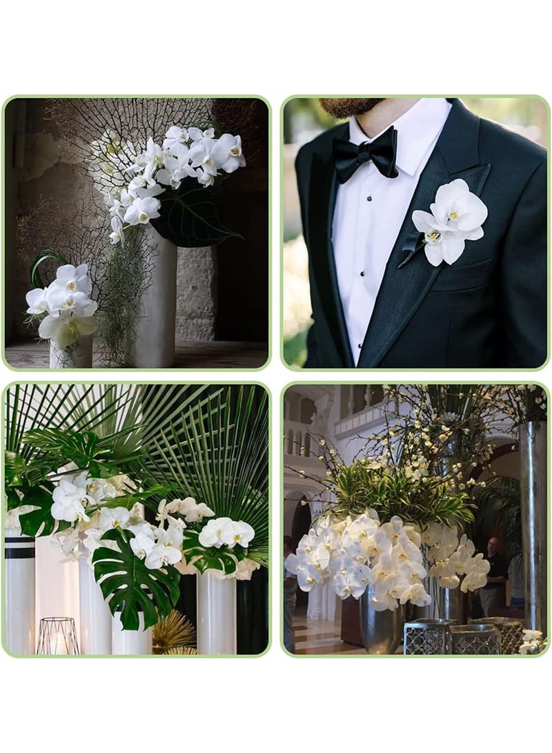 Artificial Phalaenopsis Flowers 4 Pcs, 15” Artificial Flowers, Fake Silk Orchids with Stem Leaves for Valentine's Day Home Office Wedding Party Décor - Image 3