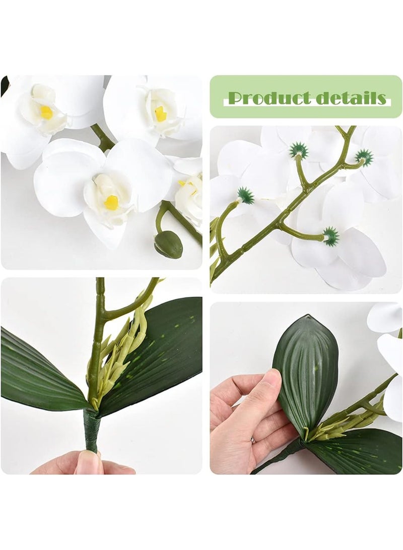 Artificial Phalaenopsis Flowers 4 Pcs, 15” Artificial Flowers, Fake Silk Orchids with Stem Leaves for Valentine's Day Home Office Wedding Party Décor - Image 2