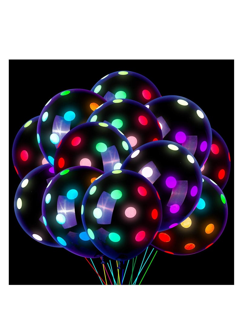 SYOSI Neon Glow Balloons, 50 Pieces UV Neon Party Supplies Blacklight Reactive Fluorescent Polka Dots Balloons Glow in the Dark Neon Latex Balloons for Birthday Wedding Arch Party Decoration - Image 1