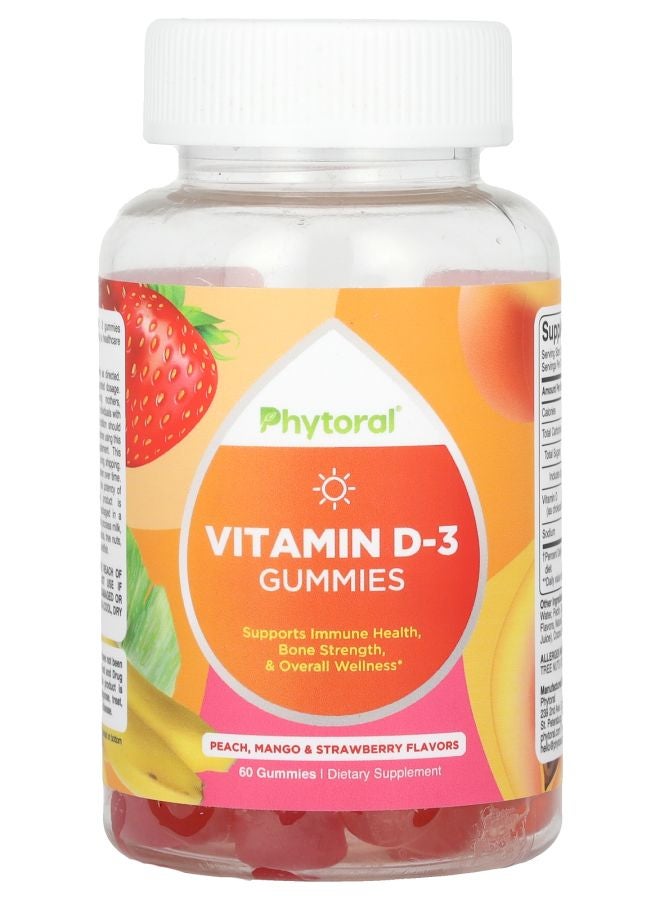 Vitamin D-3 Gummies Peach Mango & Strawberry 60 Gummies