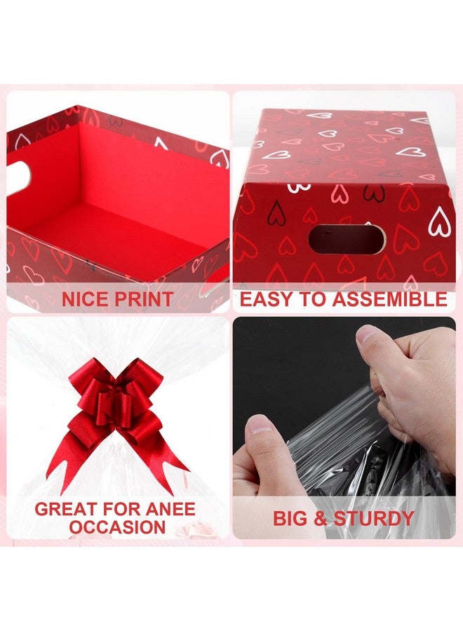 Kolewo4ever 36 Pieces 12 Pack Valentine'S Day Basket Gift Set 8X10'' Gifts Baskets For Gifts Empty To Fill With Basket Empty Basket Bags Red Pull Bows (Valentine'S Day) - Image 4