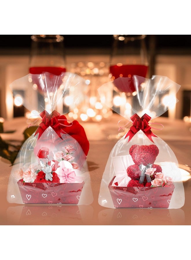 Kolewo4ever 36 Pieces 12 Pack Valentine'S Day Basket Gift Set 8X10'' Gifts Baskets For Gifts Empty To Fill With Basket Empty Basket Bags Red Pull Bows (Valentine'S Day) - Image 5