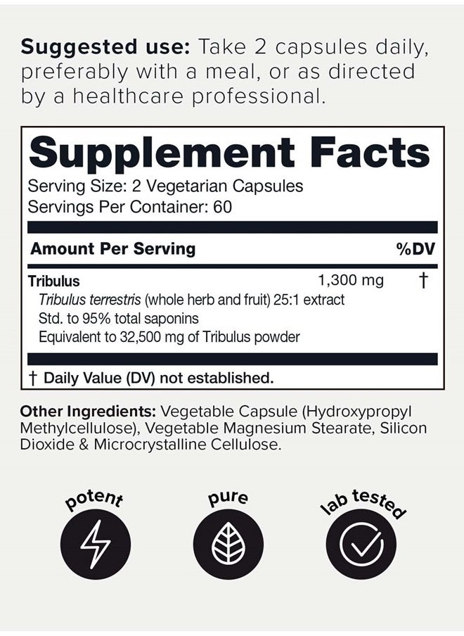 Toniiq Ultra High Strength Tribulus Capsules - 95% Steroidal Saponins - 1300mg Concentrated Extract Formula for Testosterone - 120 Caps  - Image 2
