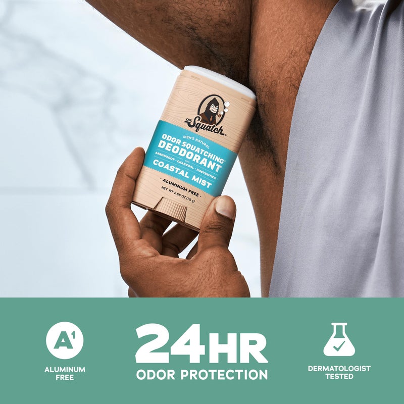 Dr. Squatch Natural Deodorant for Men - Odor-Squatching Aluminum Free - Coastal Mist & Rainforest Rapids (2.65 oz, 2-Pack) - Image 3