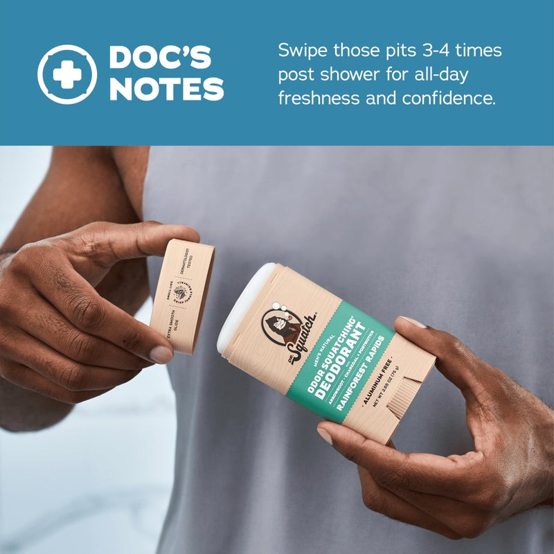 Dr. Squatch Natural Deodorant for Men - Odor-Squatching Aluminum Free - Coastal Mist & Rainforest Rapids (2.65 oz, 2-Pack) - Image 4