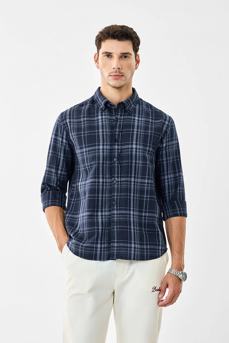 SNITCH Linen Blend Plaid Regular Fit Shirt