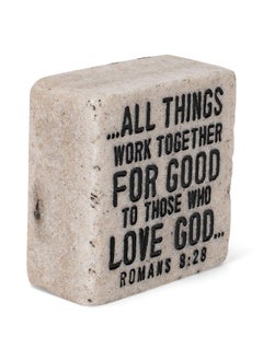 Lighthouse Christian Products Believe All Things Work Together Scripture Block 2.25 x 2.25 Cast Stone Plaque  - Image 2