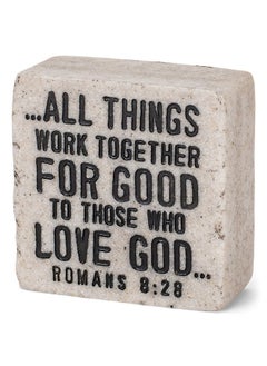 Lighthouse Christian Products Believe All Things Work Together Scripture Block 2.25 x 2.25 Cast Stone Plaque  - Image 5