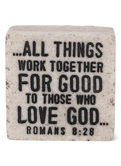 Lighthouse Christian Products Believe All Things Work Together Scripture Block 2.25 x 2.25 Cast Stone Plaque  - Image 1