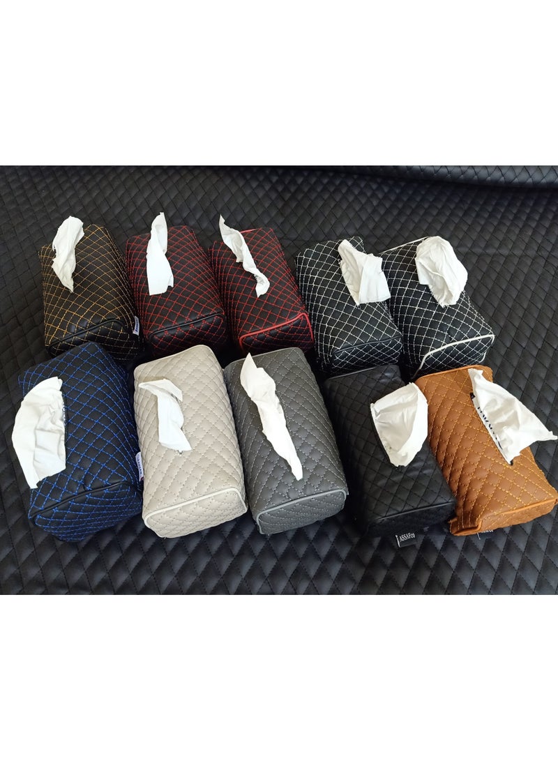 Assafco Assafco Car Leather Tissue Holder square embroidery - Image 2