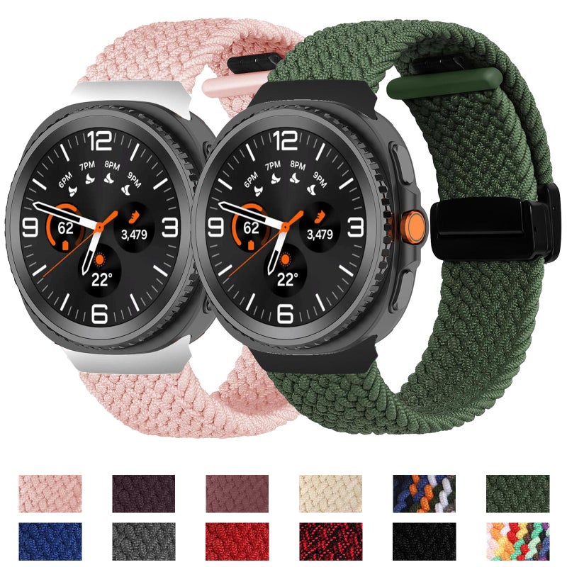 إيروريكس سوار ساعة سامسونج جالاكسي واتش 8 / واتش 8 الكلاسيكي القابل للطي والمشبك المغناطيسي المضفر (أسود) - Image 2