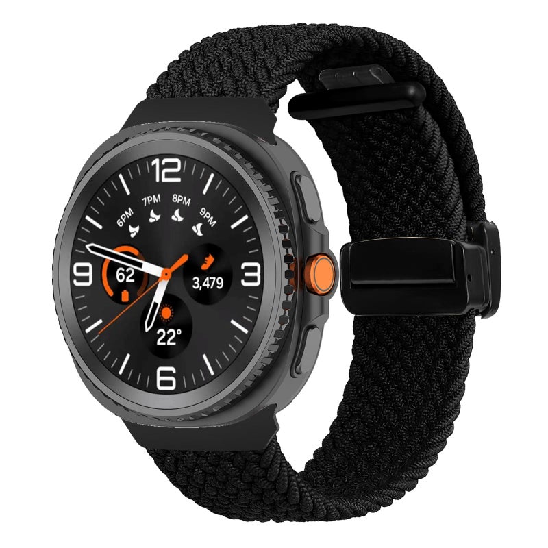 إيروريكس سوار ساعة سامسونج جالاكسي واتش 8 / واتش 8 الكلاسيكي القابل للطي والمشبك المغناطيسي المضفر (أسود) - Image 1
