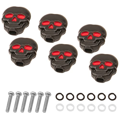 Yootones 6Pcs Yootones Guitar Tuning Peg Cap, Skull Shape Tuning Key Button hat Compatible with Folk, Electric and Acoustic Guitar (Black) - Image 1