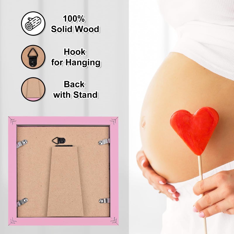 KINLINK إطار صورة Kinlink Baby Sonogram للحب من النظرة الأولى، إطار صورة بالموجات فوق الصوتية، هدايا الحمل لتوقع الأم والأب، الكشف عن الجنس، إعلان تذكار الطفل، وردي فاتح - Image 3