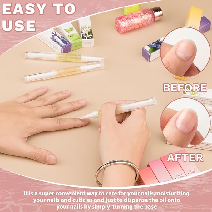 Meschett Nail Nutrition Pen6PCS Nail Cuticle Oil Pen Set Nail Nutrition Oil Nail Care for Repairing Cracked the Dry Cuticle Mix Flavors - Image 4