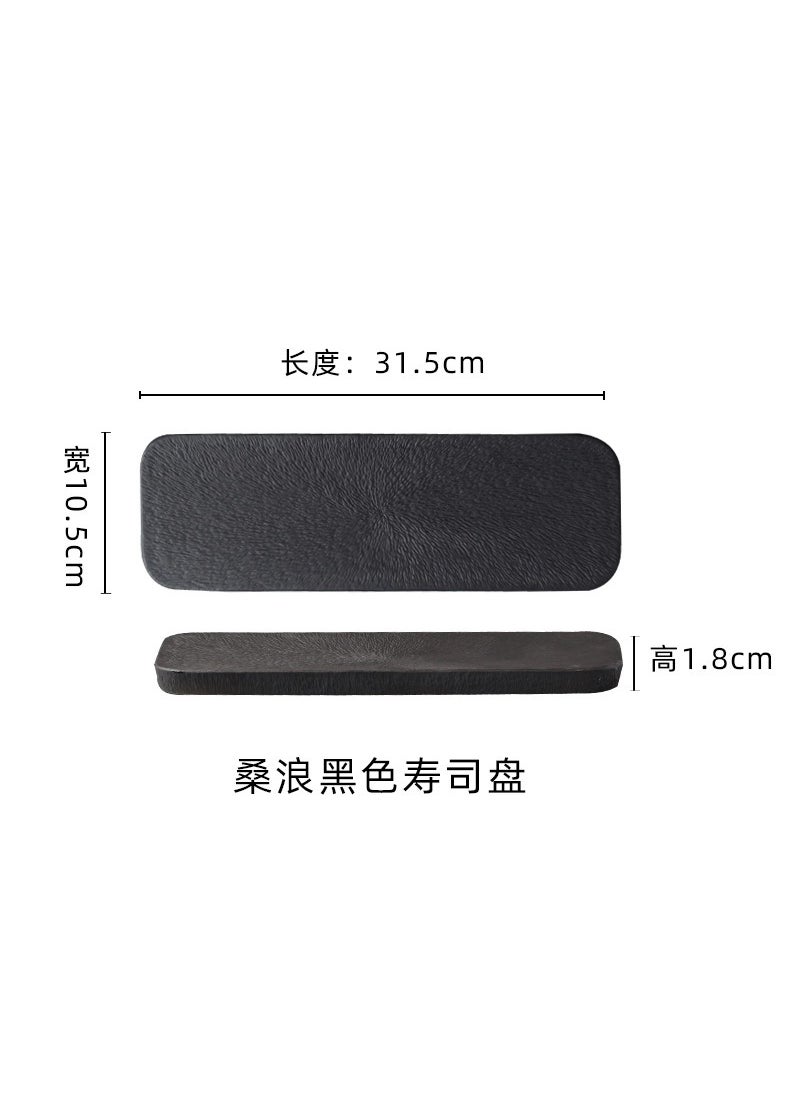 Generic - Sushi Plate Japanese Cuisine Dim Sum Plate Rectangular Flat Plate Western Food Plate Ceramic Household Dessert Tray Artistic Conception Plate Sanglang-Sushi Disc Black Sanglang-Sushi Disc Black - Image 1