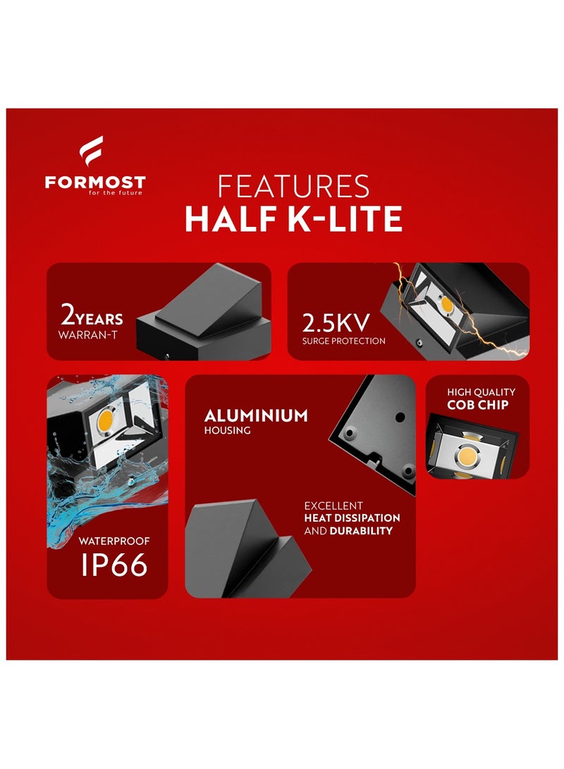 FORMOST FORMOST Half K Shape LED Wall Light COB Outdoor 3W | Waterproof 1 Way Up or Down Light | Pack of 6  - Image 4