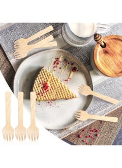 HS Wooden Forks Disposable, 100Pieces Mini Forks Small Forks Bulk Appetizer Compostable Forks, Wear Resistant, Cutlery Mini Utensils Cake Fork For Carnival Birthday Party Picnic Party Supplies  - Image 4