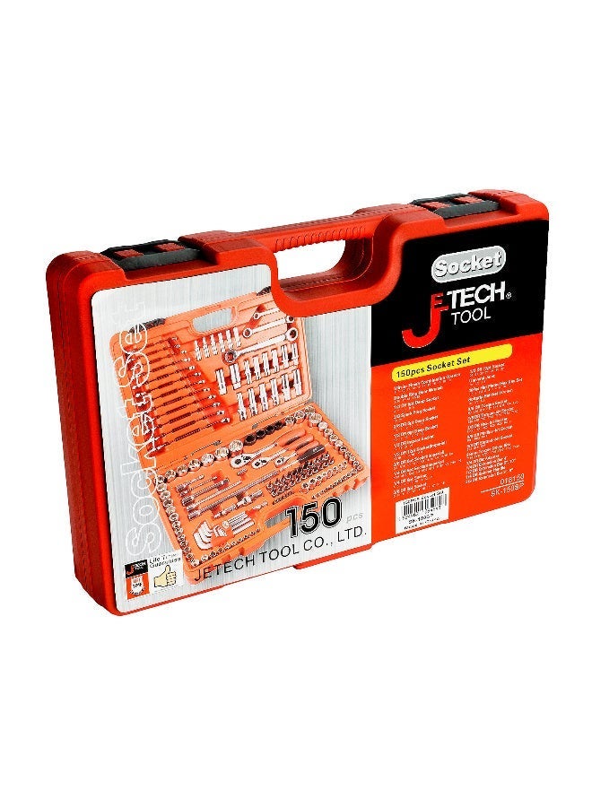 jetechtool Jetech 150-Piece Socket Wrench Set, Includes 1/2 Inch, 1/4 Inch and 3/8 Inch Drive Ratchet Handles with Metric/SAE Sockets, Impact Sockets, Torx Bits, E-Torx Sockets, Combination Wrenches and Adapters - SK-150SP - Image 2