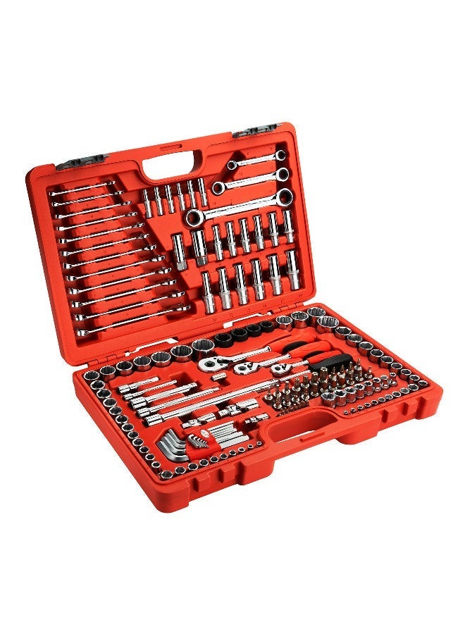 jetechtool Jetech 150-Piece Socket Wrench Set, Includes 1/2 Inch, 1/4 Inch and 3/8 Inch Drive Ratchet Handles with Metric/SAE Sockets, Impact Sockets, Torx Bits, E-Torx Sockets, Combination Wrenches and Adapters - SK-150SP - Image 1