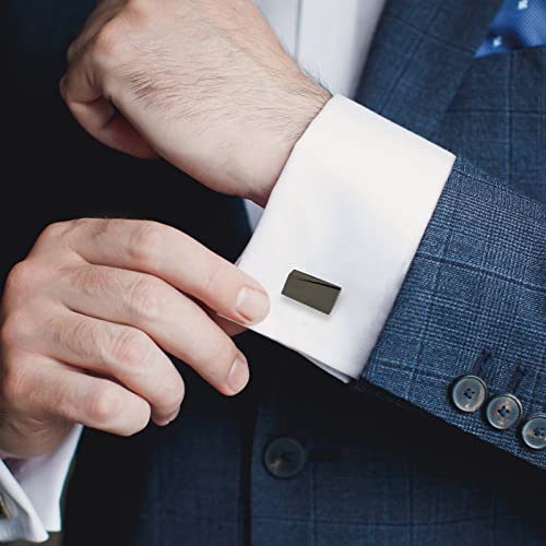 MERIT OCEAN Black Classic Cufflinks for Men Stainless Steel Wedding Business Gifts - Image 2